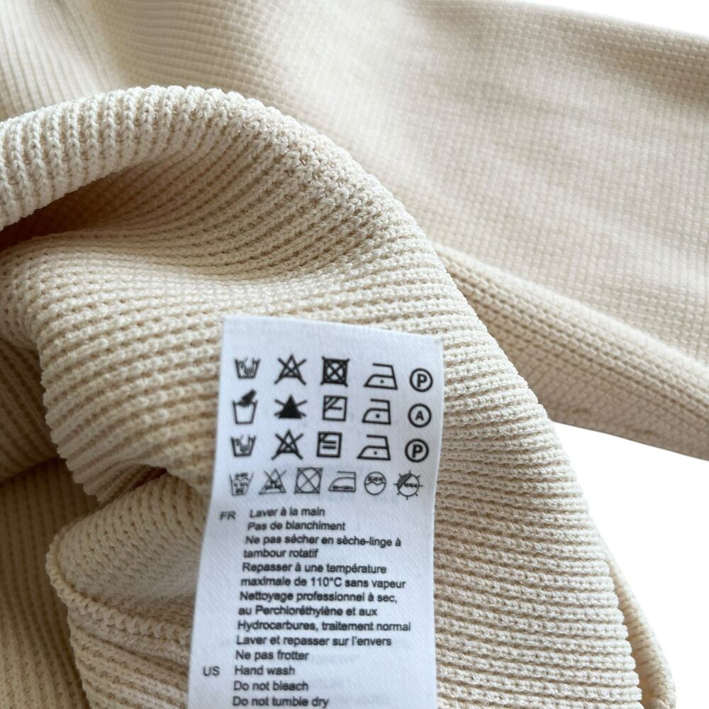 Sandro Paco Cream Waffle Knit Collared Button Front Cardigan Sweater Jacket - Picture 11 of 12